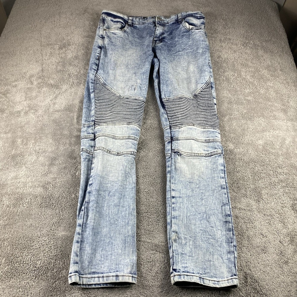 Truth Substance Common Sense Jeans Mens 35x32 Blue Stretch Biker‎